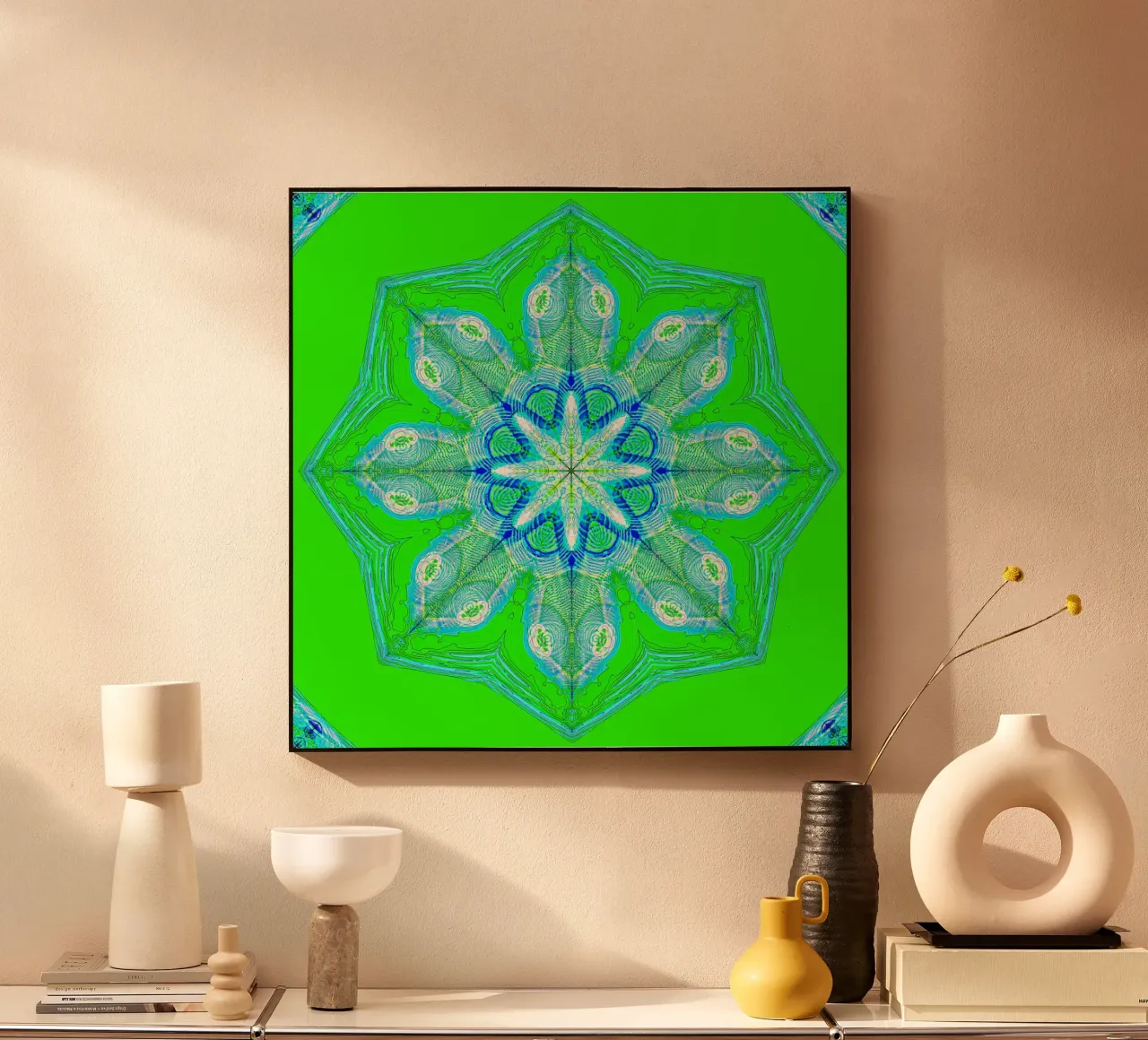 Kaléidoscope - Abstrait en vert/turquoise panneau forex de Gürsel Yesil Digital Art