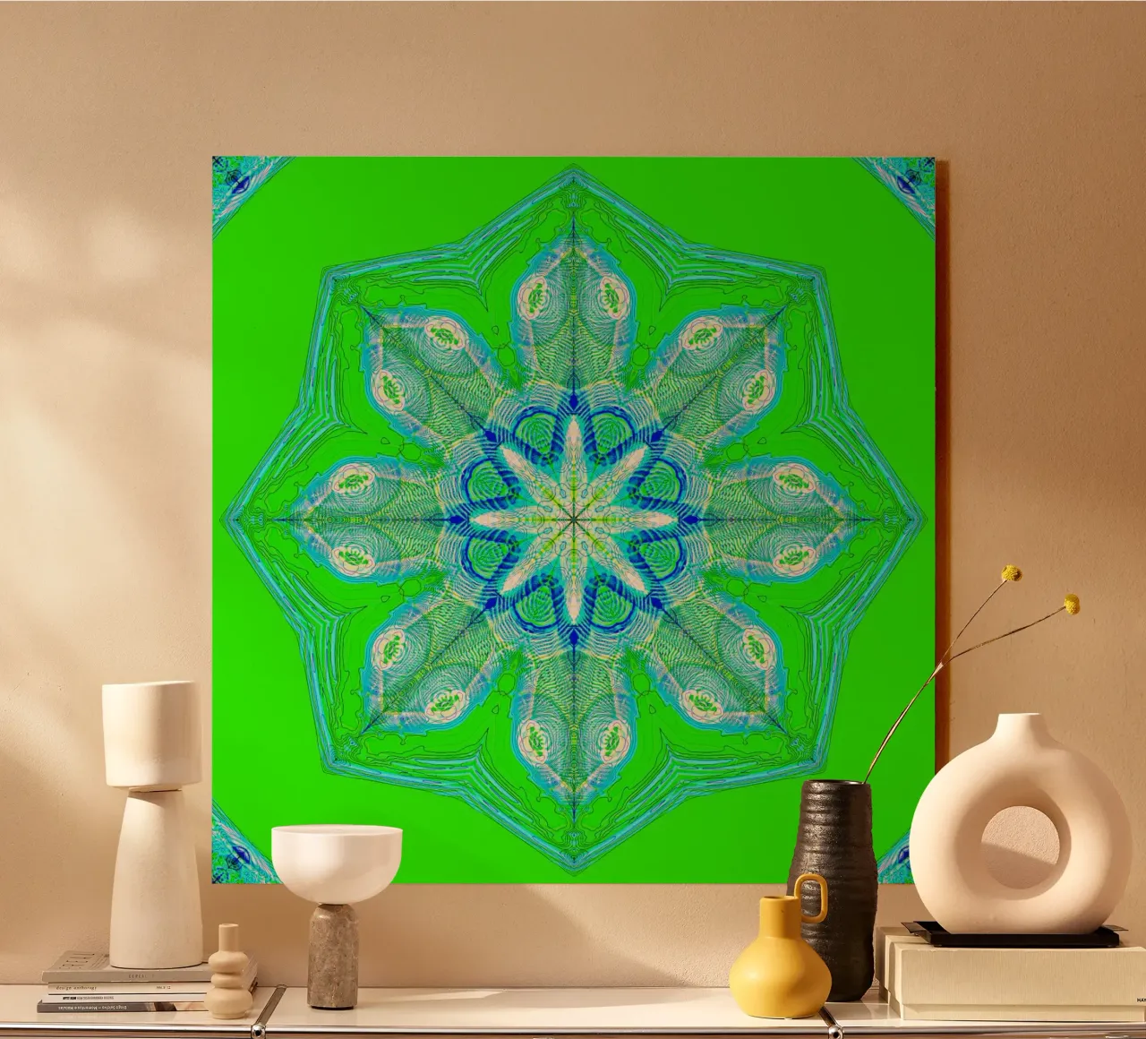 Kaléidoscope - Abstrait en vert/turquoise panneau forex de Gürsel Yesil Digital Art