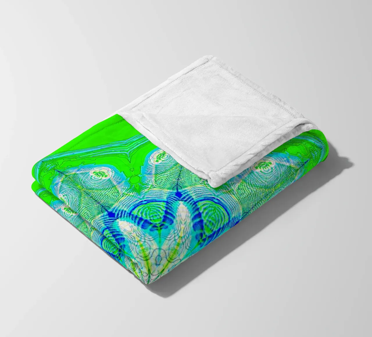 Kaleidoscope - Abstract in green/turquoise fleece blanket by Gürsel Yesil Digital Art
