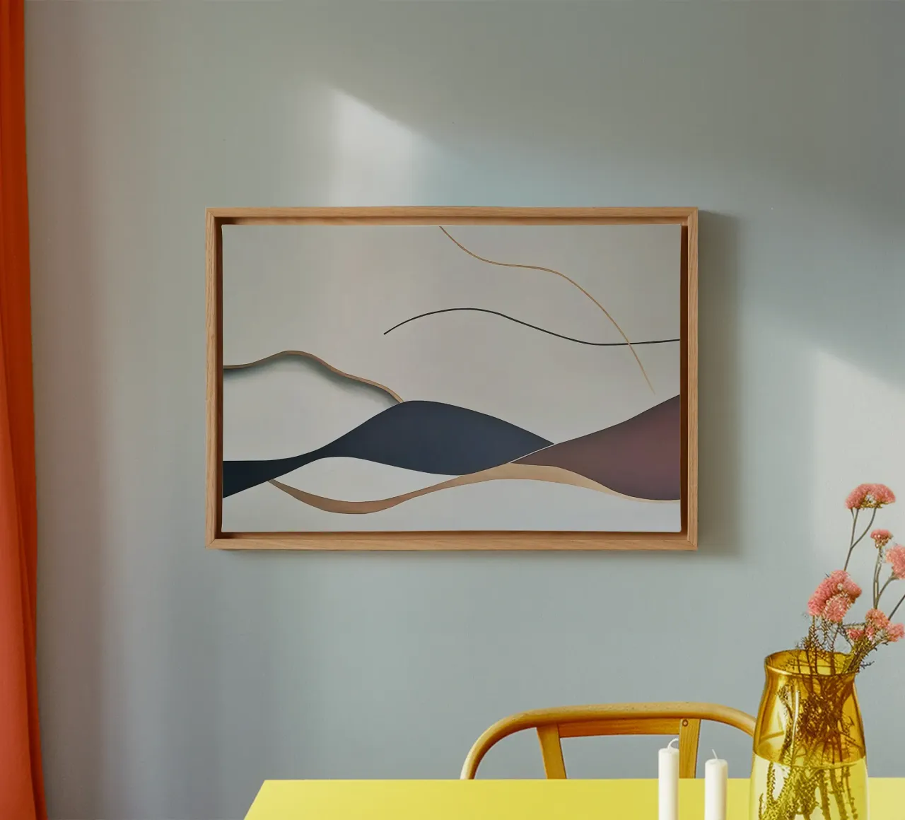 Abstracte golven in zachte aardetinten canvas van Artbyvo