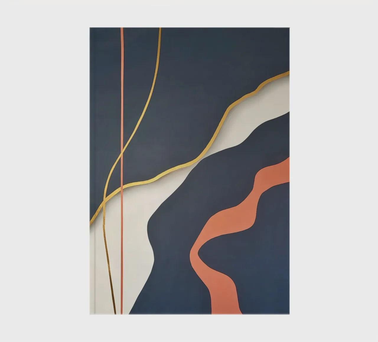 Title: Flowing Lines in Deep Blue and Coral Description: An notebook by Artbyvo