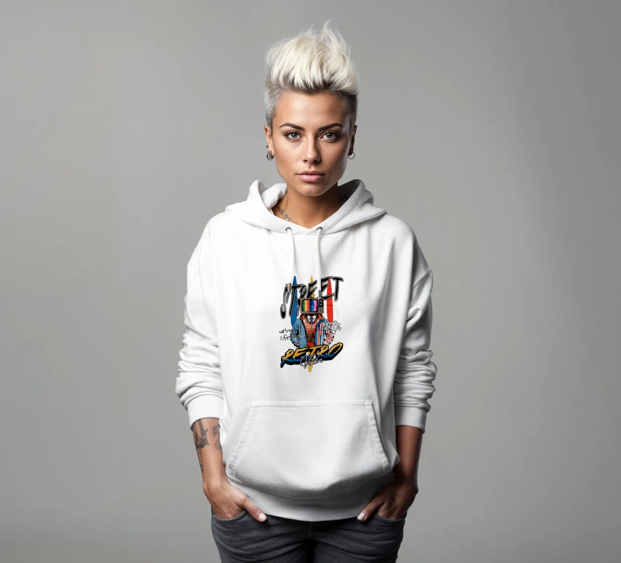 Street Retro Vibes sudadera con capucha de artelevenstudio