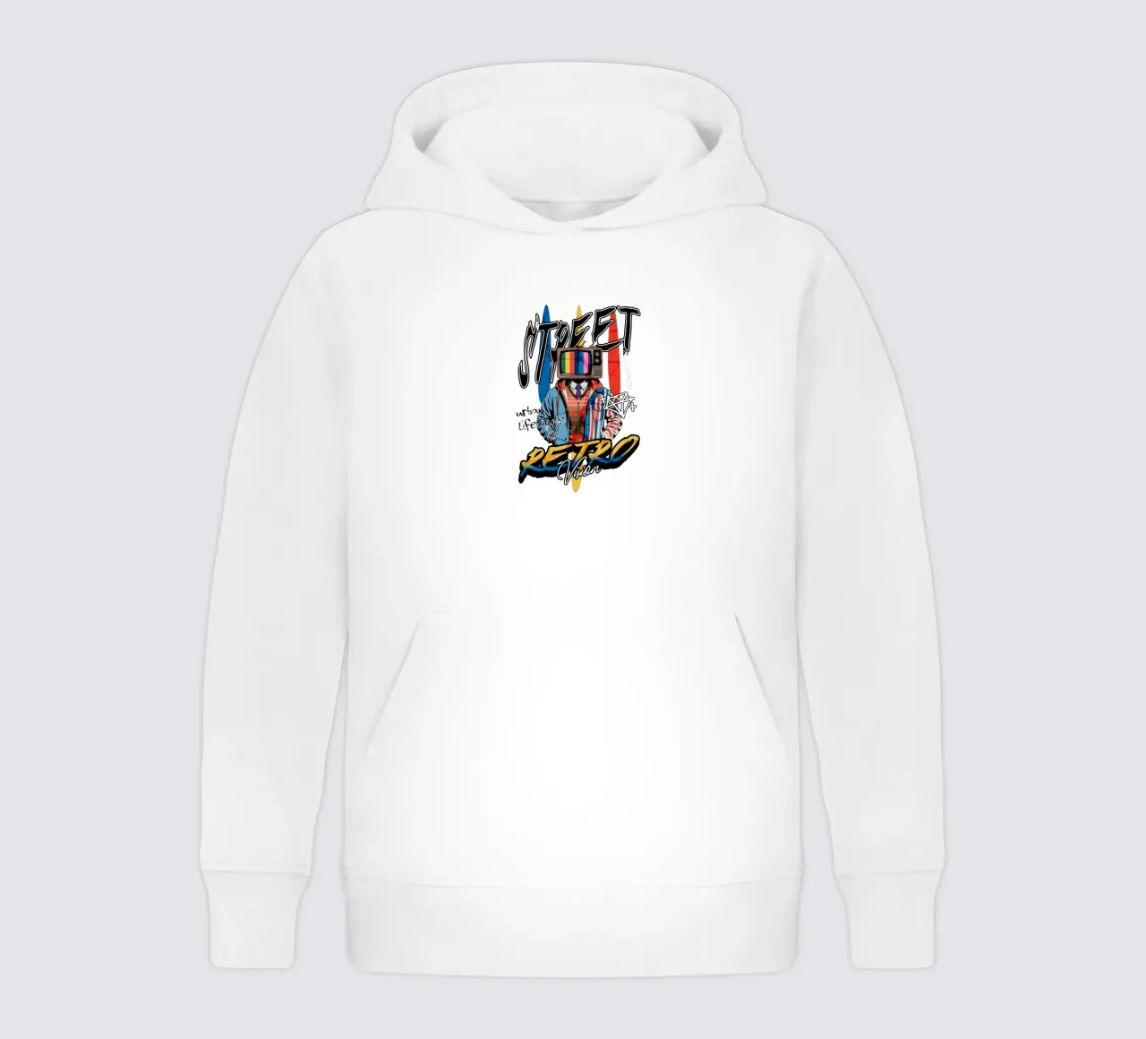 Street Retro Vibes felpa bambino con cappuccio da artelevenstudio