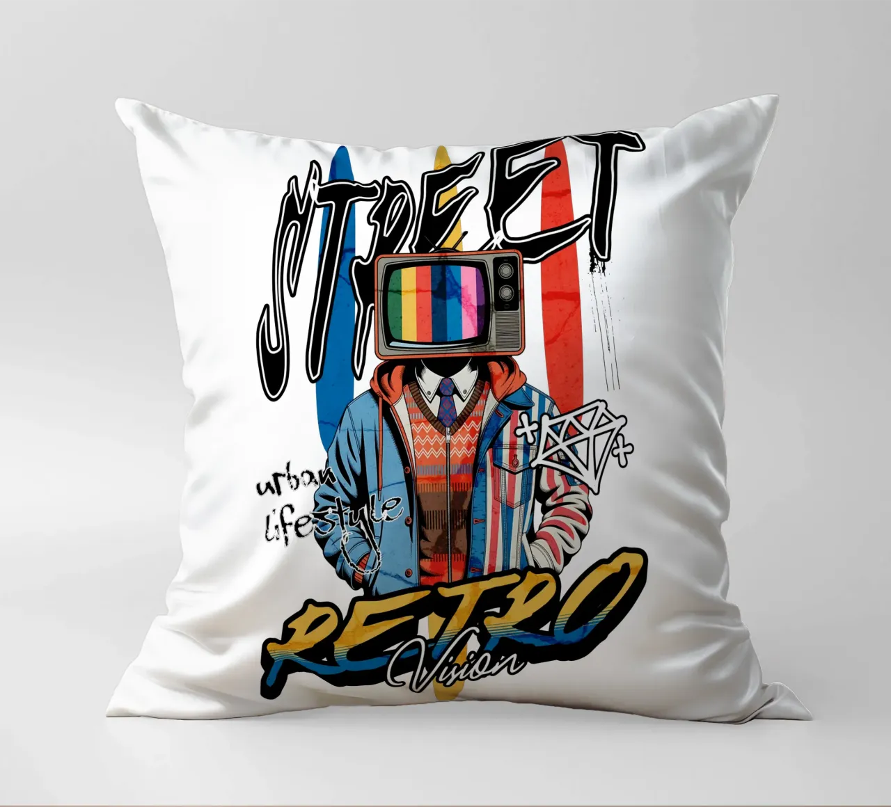 Street Retro Vibes cuscino da artelevenstudio