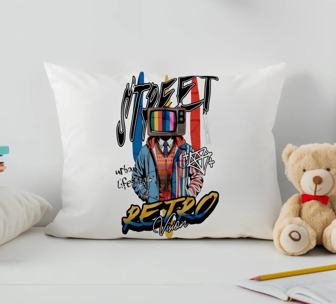 Street Retro Vibes cuscino da artelevenstudio