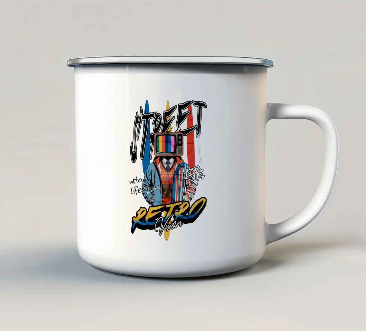 Street Retro Vibes tazza in smalto da artelevenstudio