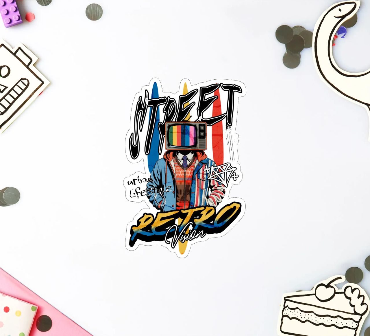 Street Retro Vibes pegatina de artelevenstudio