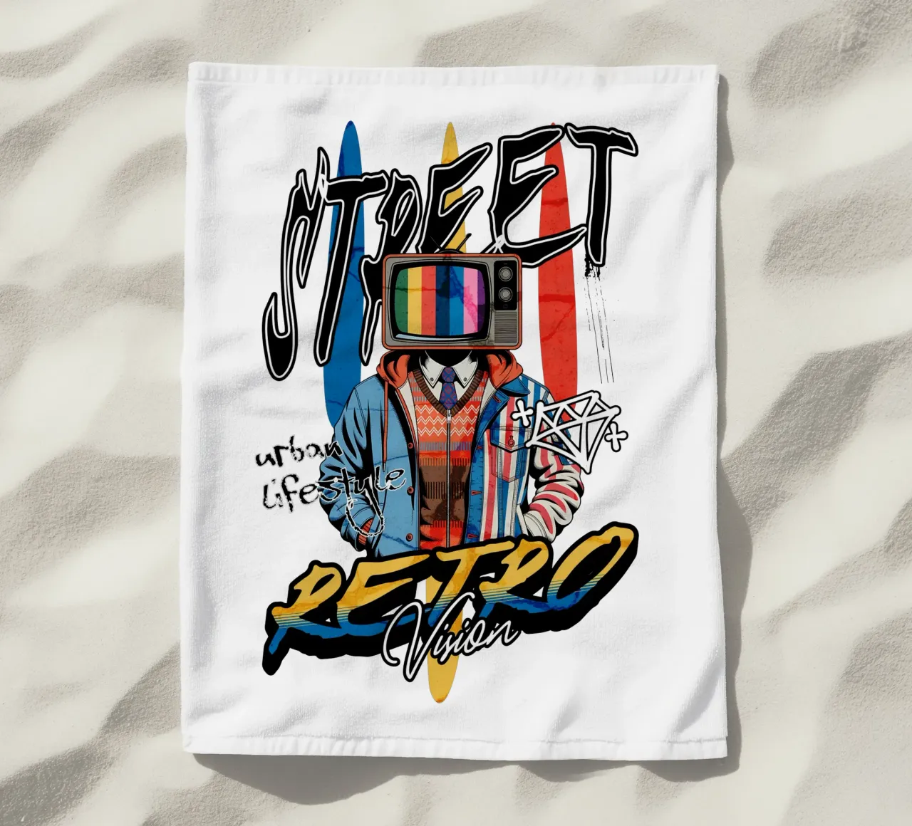 Street Retro Vibes toalla de playa de artelevenstudio
