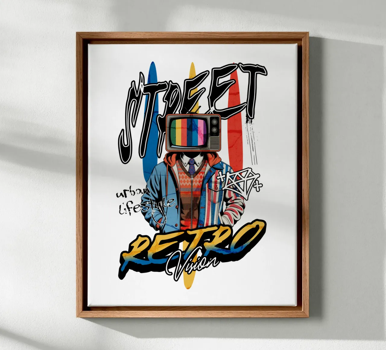 Street Retro Vibes tela con Cornice a cassetta da artelevenstudio
