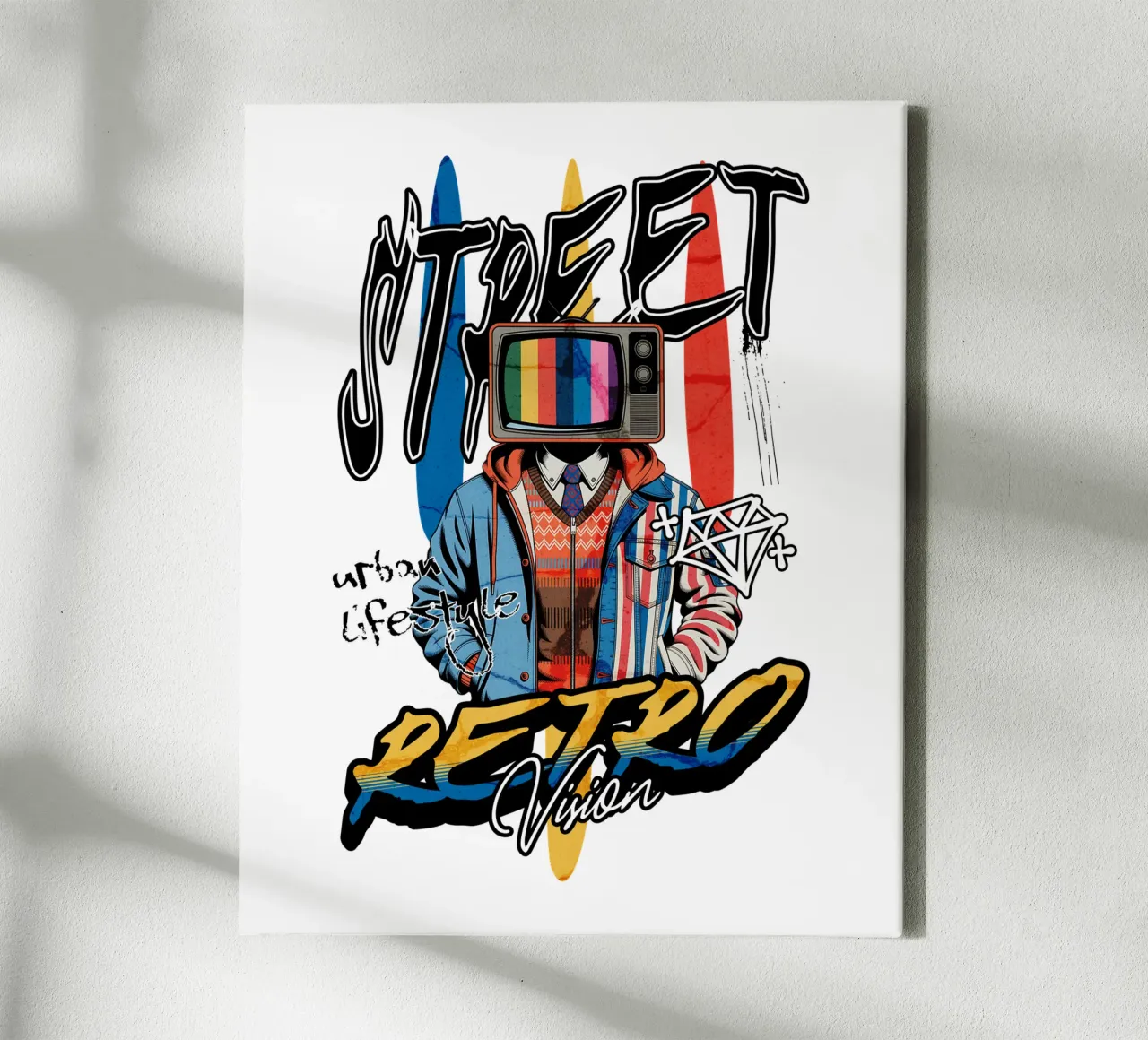 Street Retro Vibes tela con Cornice a cassetta da artelevenstudio
