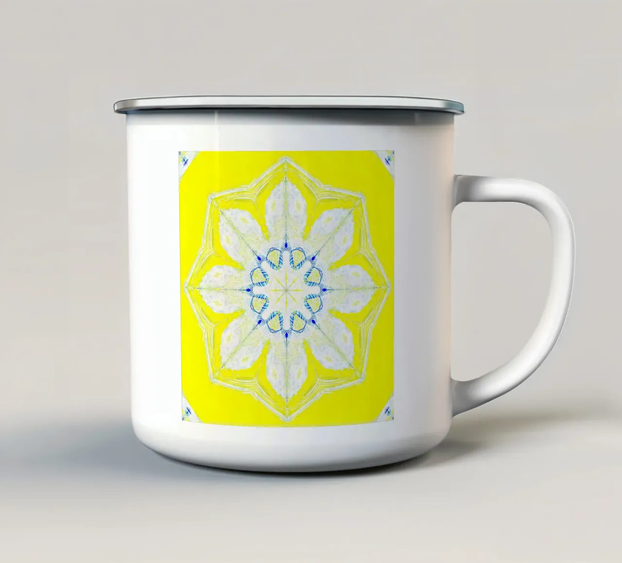 Caleidoscopio - Astratto in giallo/turchese tazza in smalto da Gürsel Yesil Digital Art