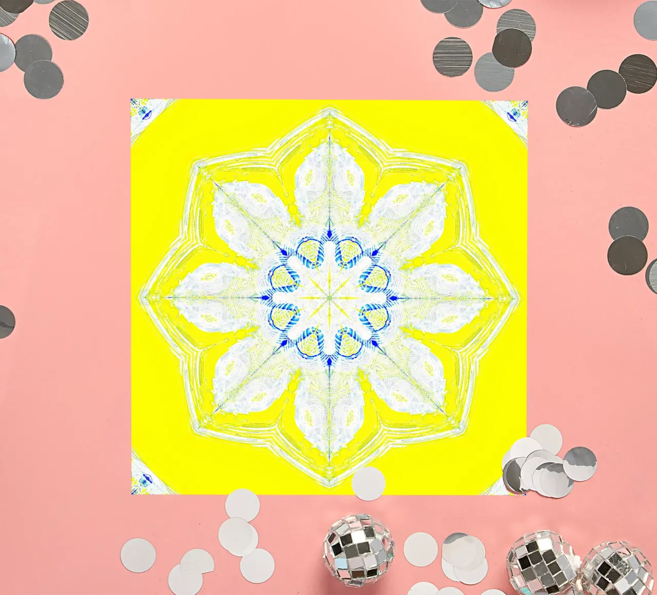 Kaléidoscope - Abstrait en jaune/turquoise autocollant de Gürsel Yesil Digital Art