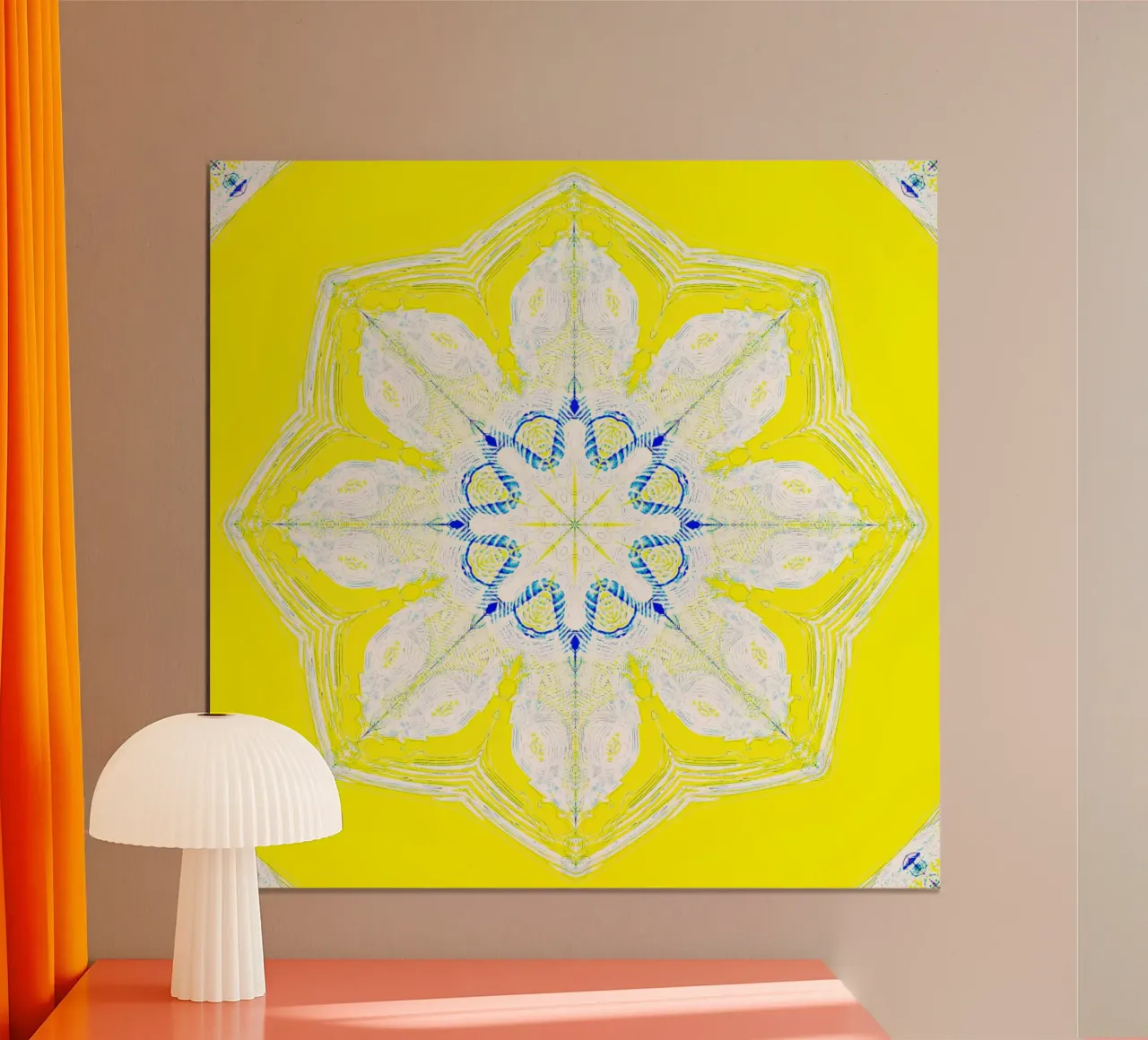 Kaléidoscope - Abstrait en jaune/turquoise poster de Gürsel Yesil Digital Art