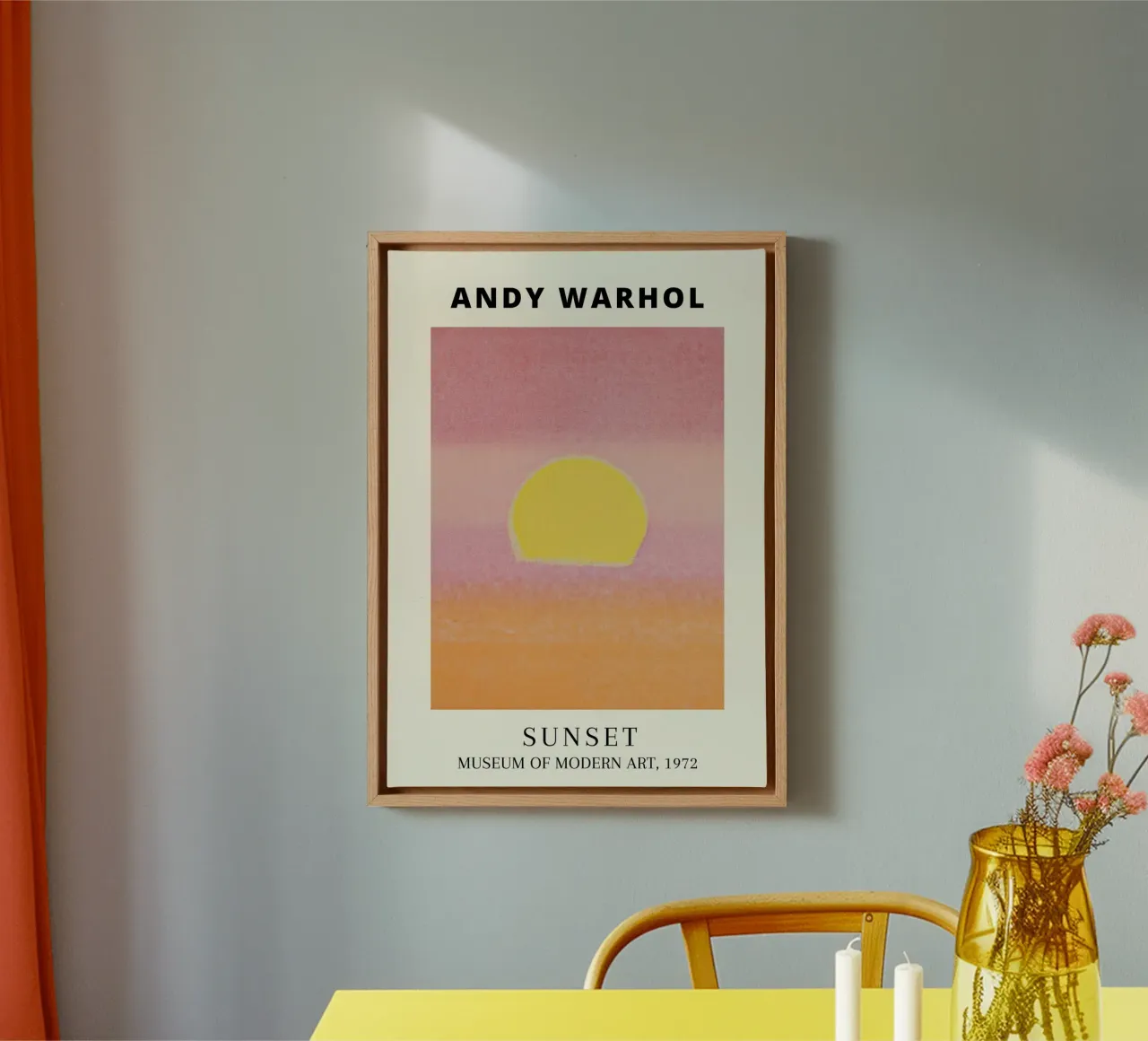 Poster del museo Pop Art Andy Warhol Sunset 1972 tela con Cornice a cassetta da NorwesClub