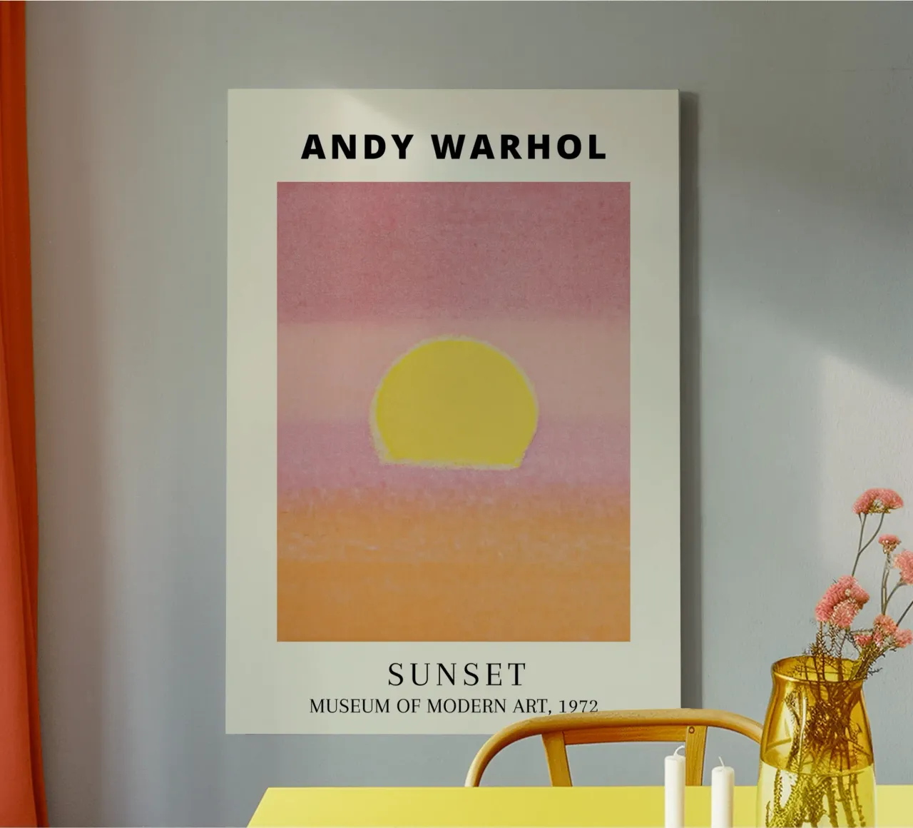 Poster del museo Pop Art Andy Warhol Sunset 1972 tela con Cornice a cassetta da NorwesClub