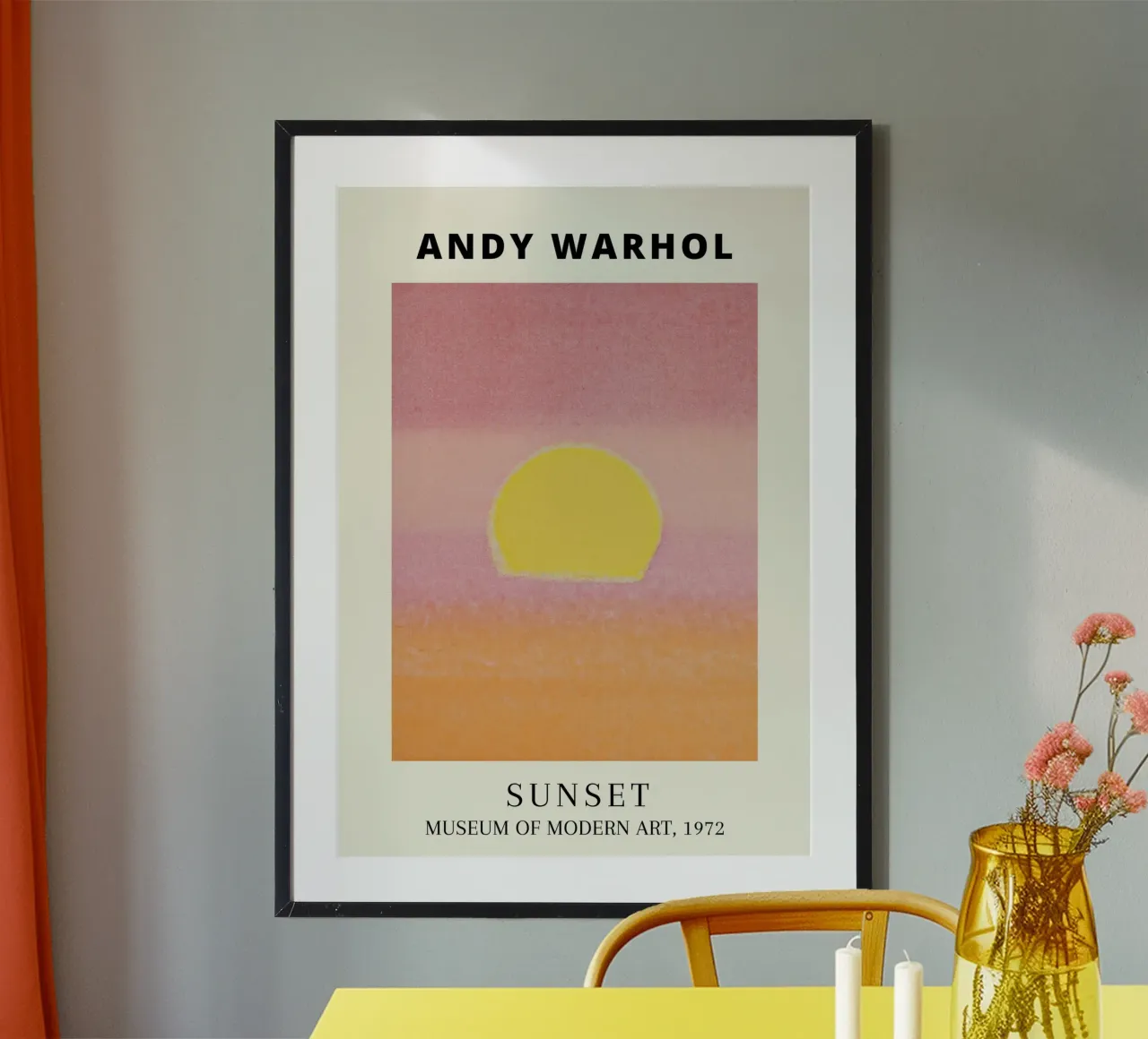 Poster del museo Pop Art Andy Warhol Sunset 1972 poster con telaio in legno da NorwesClub