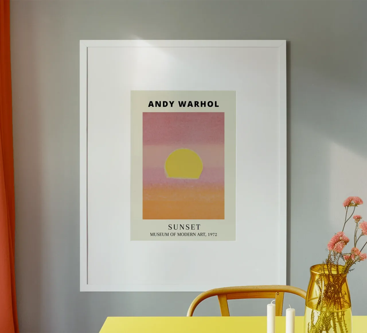 Poster del museo Pop Art Andy Warhol Sunset 1972 poster con telaio in legno da NorwesClub