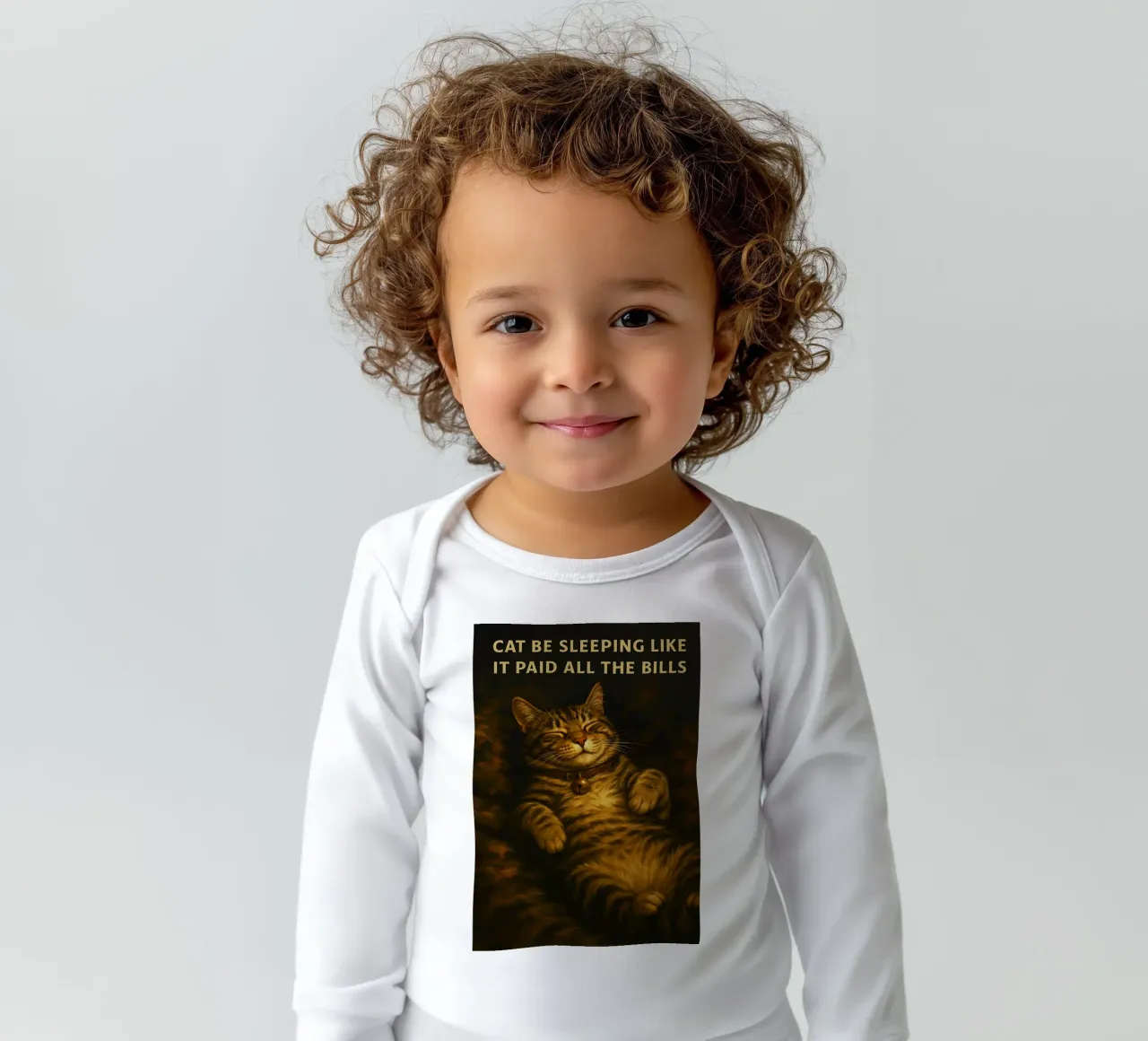 Funny Sleeping Lazy Cat Humor long-sleeve baby romper by the gondals