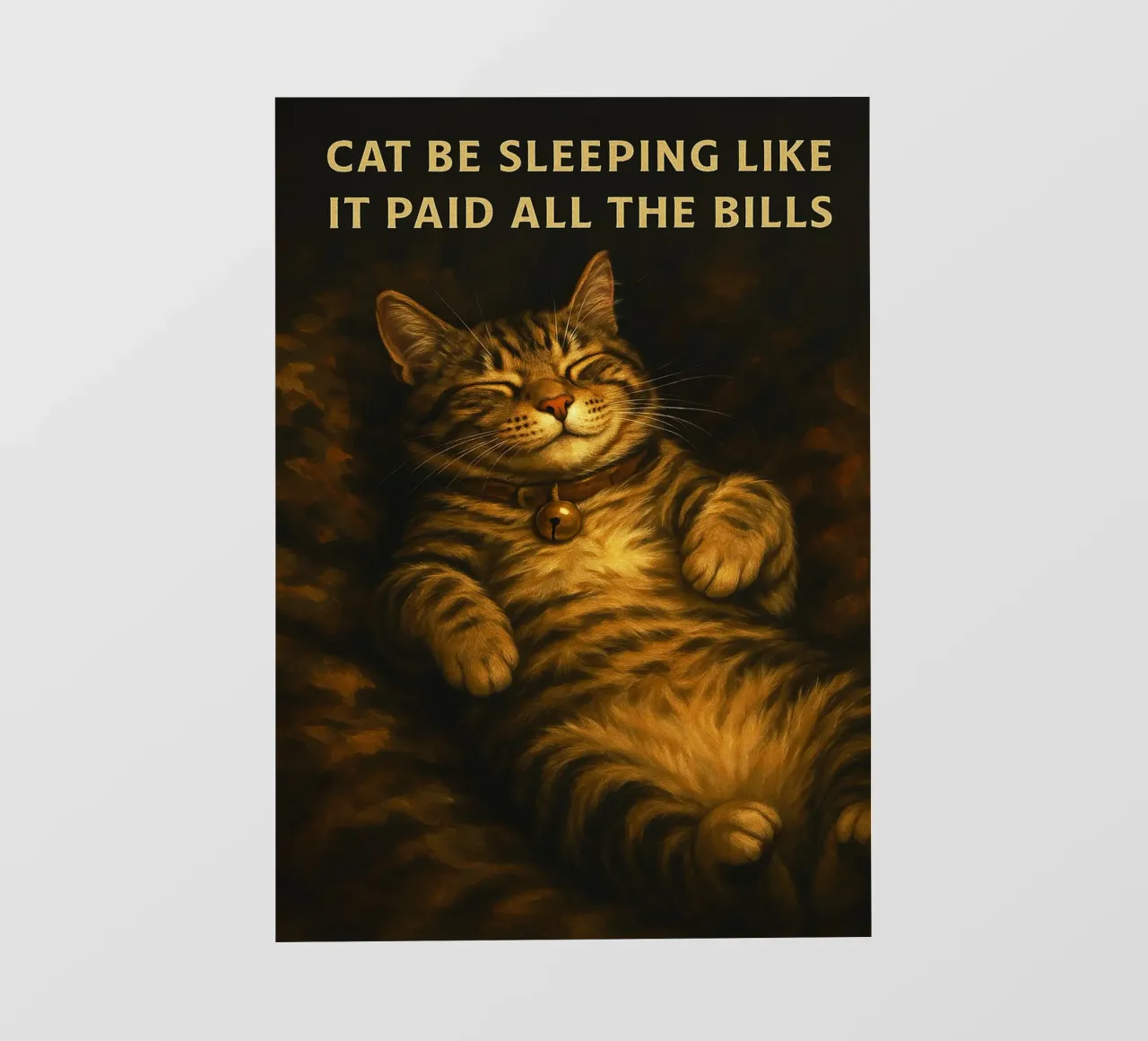 Umorismo divertente sul gatto pigro che dorme pellicola backlit da the gondals