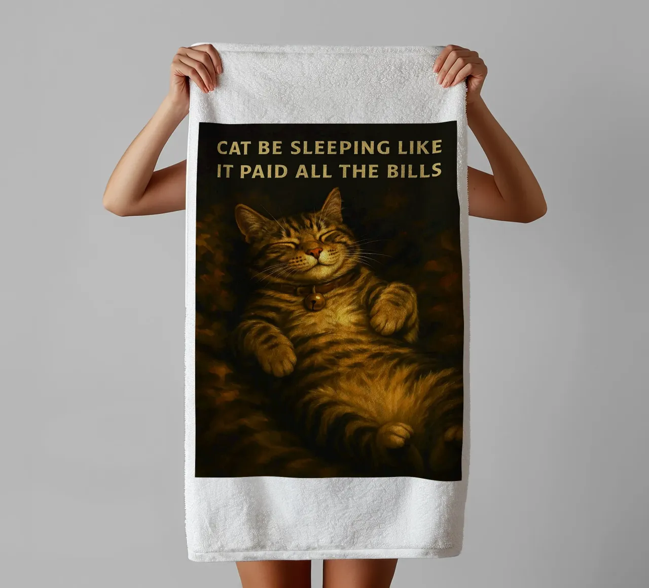 Funny Sleeping Lazy Cat Humor serviette de bain de the gondals