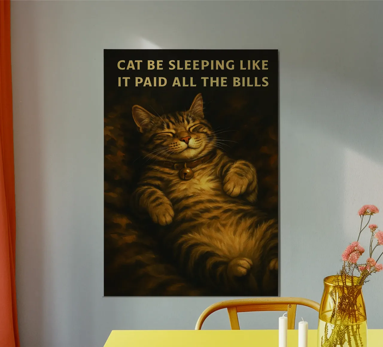 Funny Sleeping Lazy Cat Humor hahnemühle by the gondals