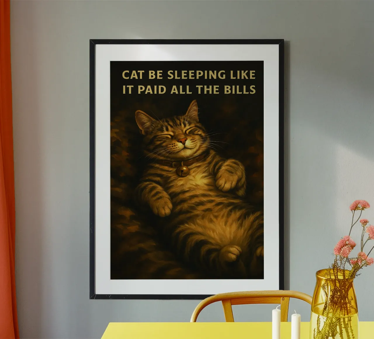 Funny Sleeping Lazy Cat Humor hahnemühle by the gondals