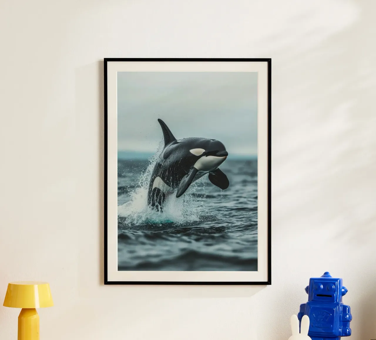 orca oceano schizzi d'acqua poster con telaio in alluminio da Kirsten C Nolan