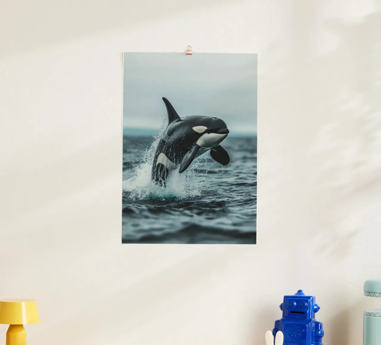 orca oceano schizzi d'acqua poster con telaio in alluminio da Kirsten C Nolan