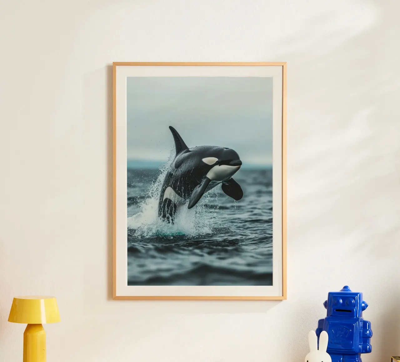 orca oceano schizzi d'acqua poster con telaio in alluminio da Kirsten C Nolan