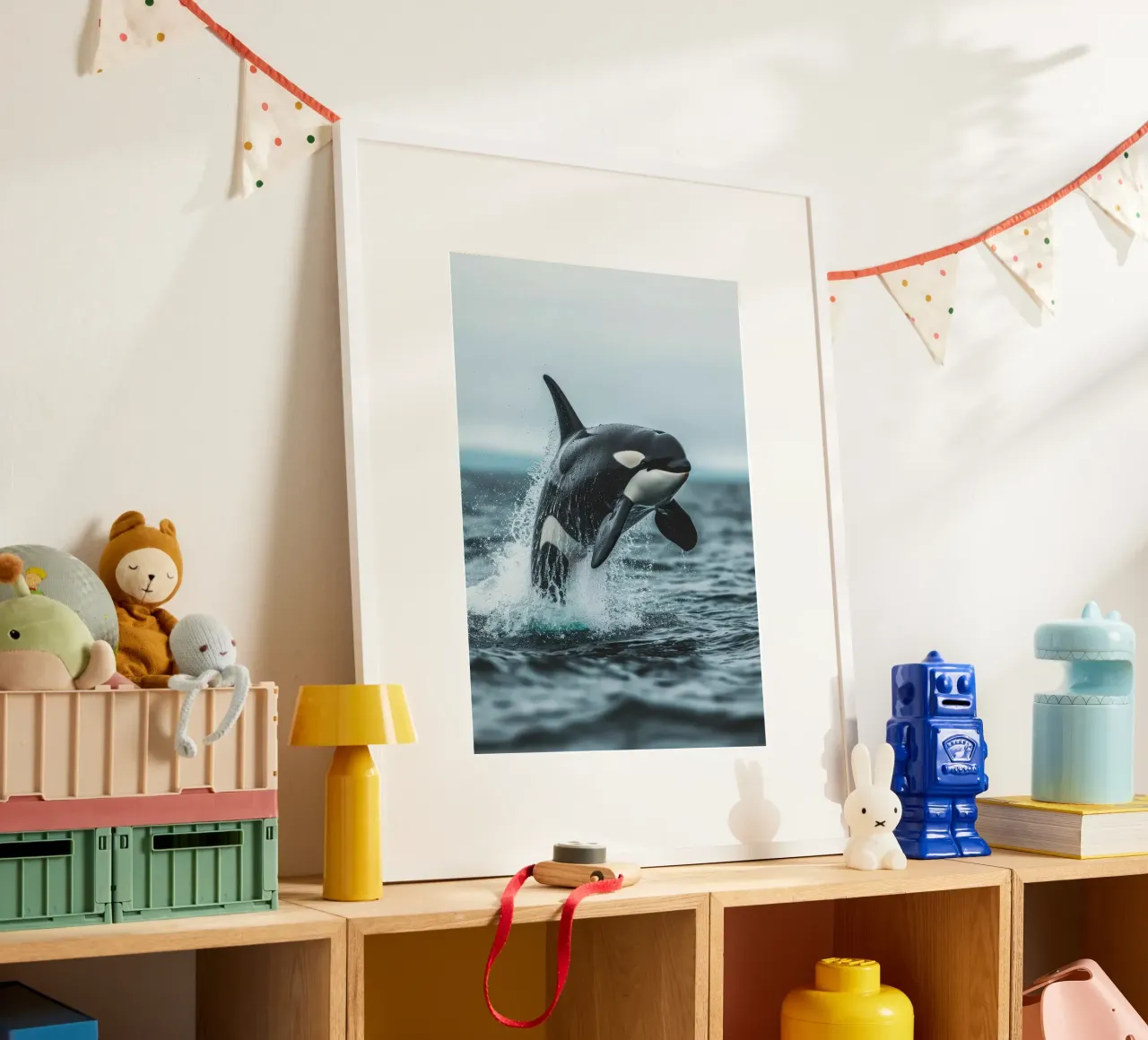 orca oceano schizzi d'acqua poster con telaio in alluminio da Kirsten C Nolan