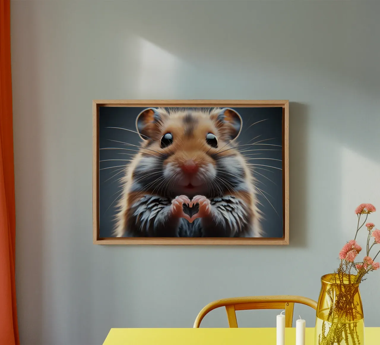 hamster hartvorm schattig knaagdier canvas met Baklijst van Kirsten C Nolan