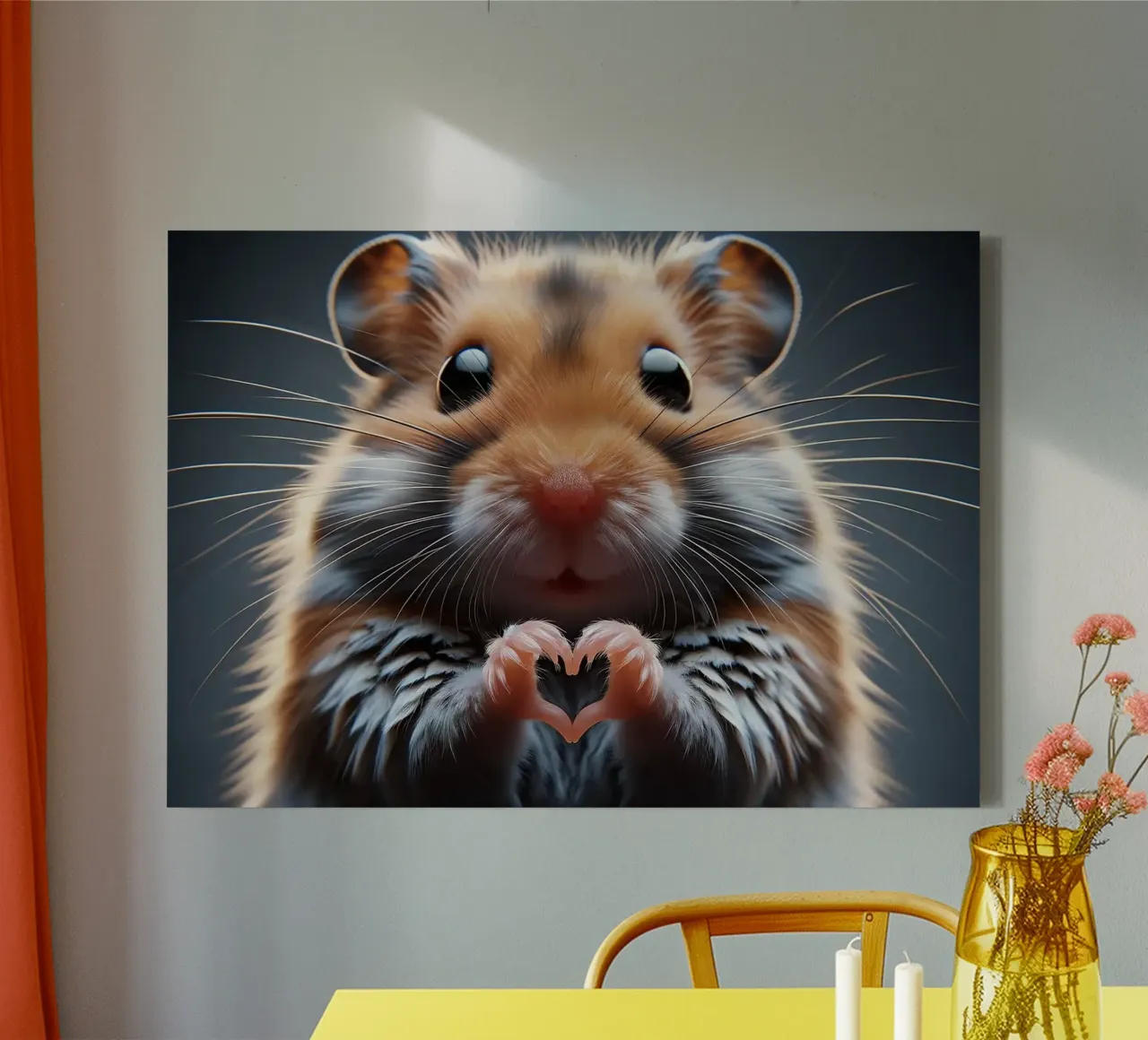hamster hartvorm schattig knaagdier canvas met Baklijst van Kirsten C Nolan