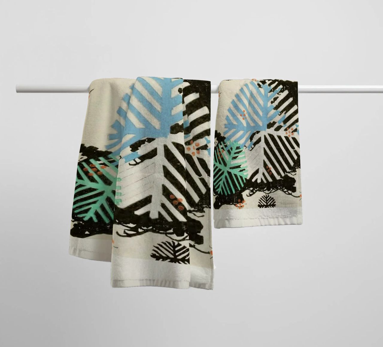 Shin-Bijutsukai - Snowflakes towel by Vintage by JUNIQE