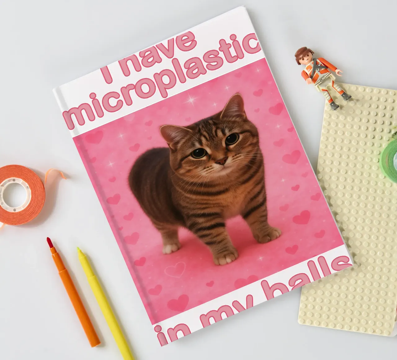 I Have Microplastics in my Balls Funny Cat art design notebook by the gondals