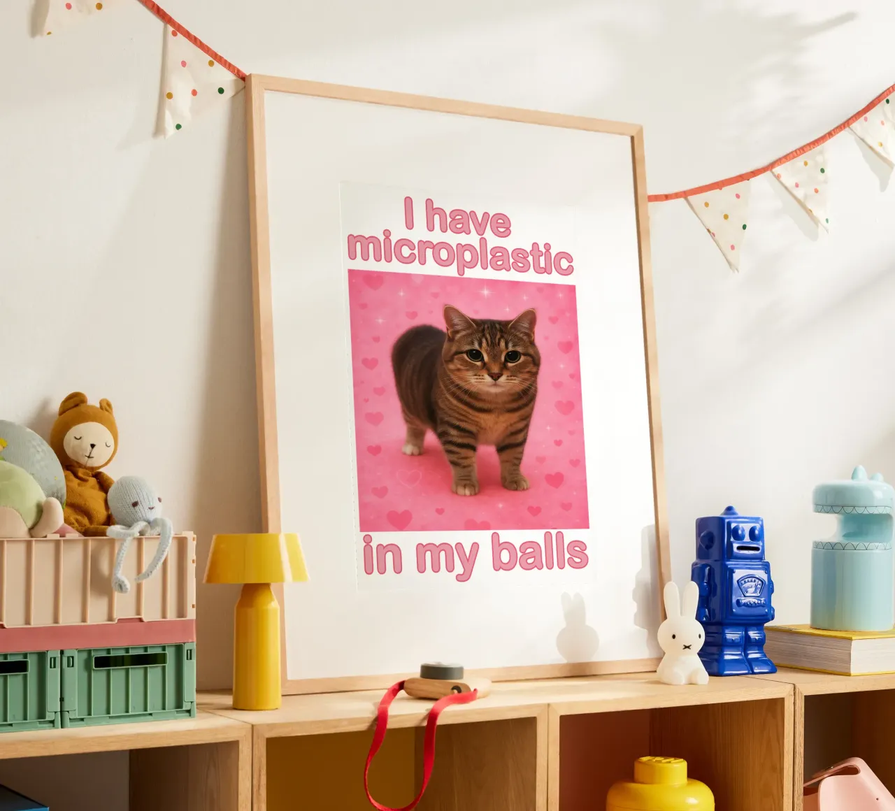 I Have Microplastics in my Balls Divertente disegno artistico di un gatto poster da the gondals