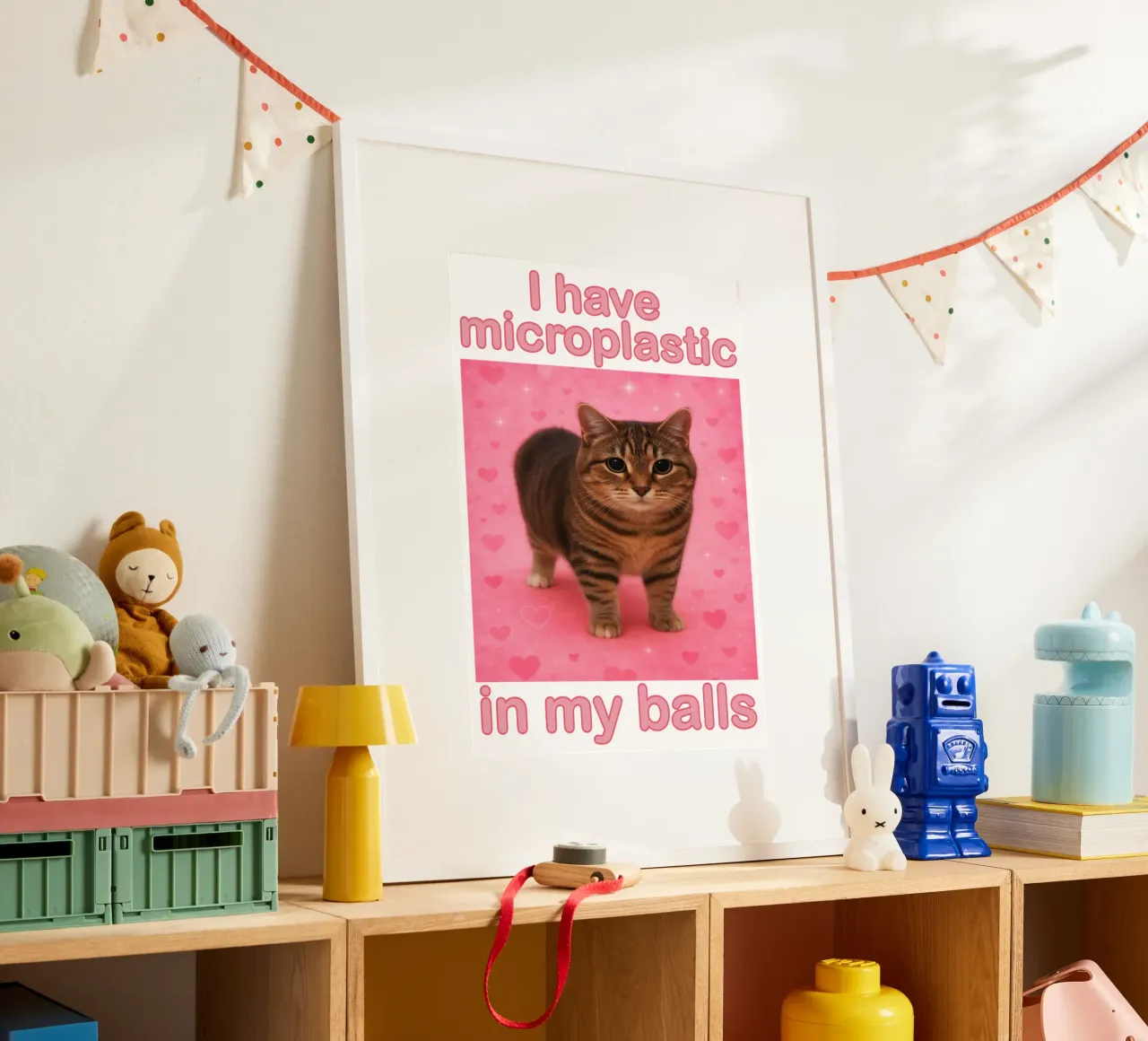 I Have Microplastics in my Balls Divertente disegno artistico di un gatto poster da the gondals