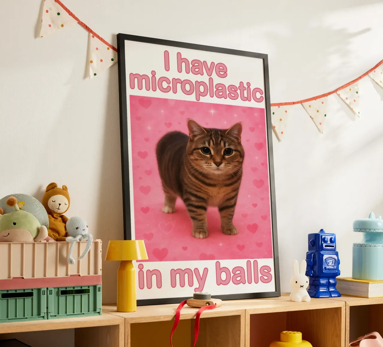 I Have Microplastics in my Balls Divertente disegno artistico di un gatto poster da the gondals