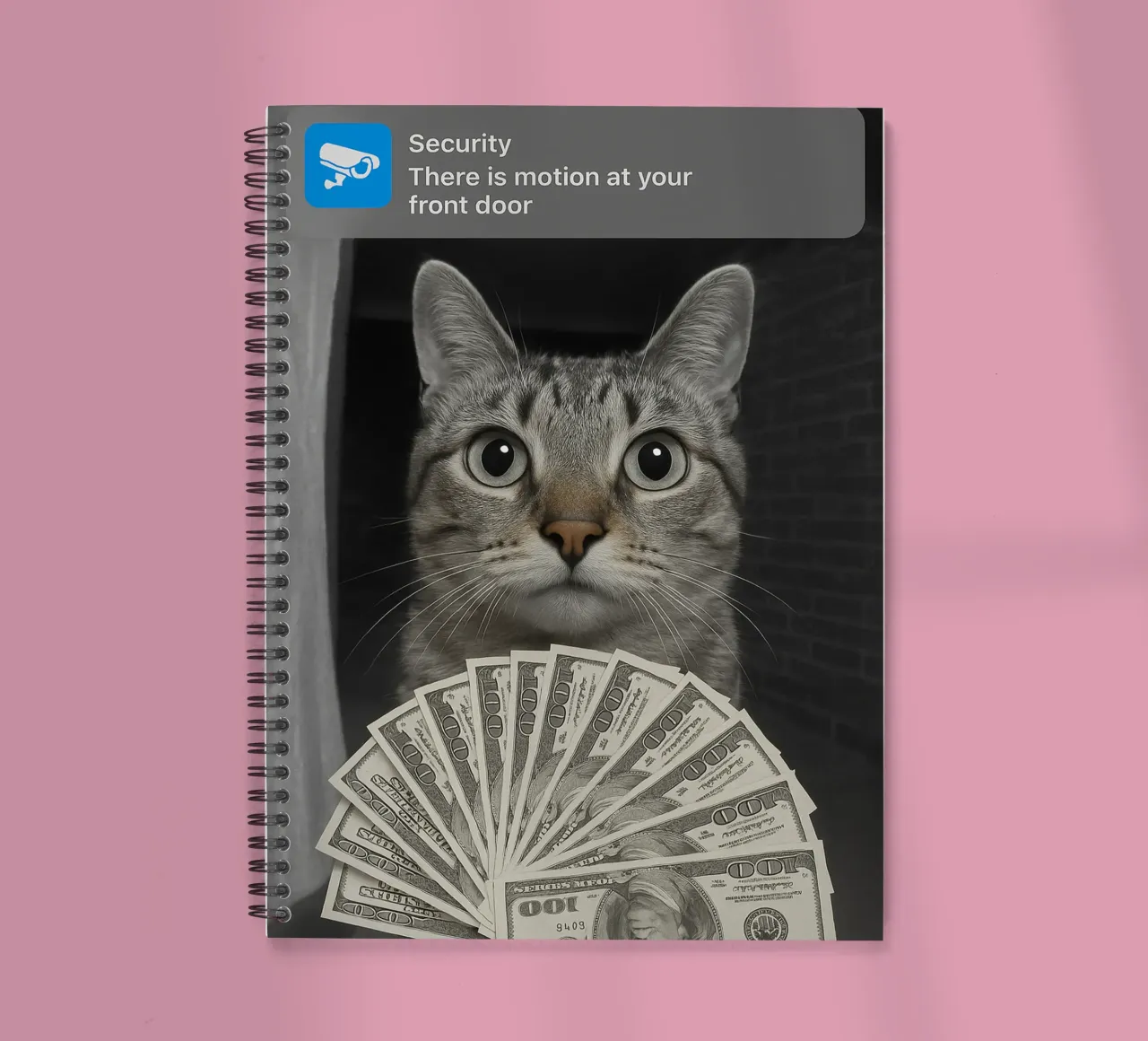 Ring Cat with Motion art design spiral notebook by the gondals