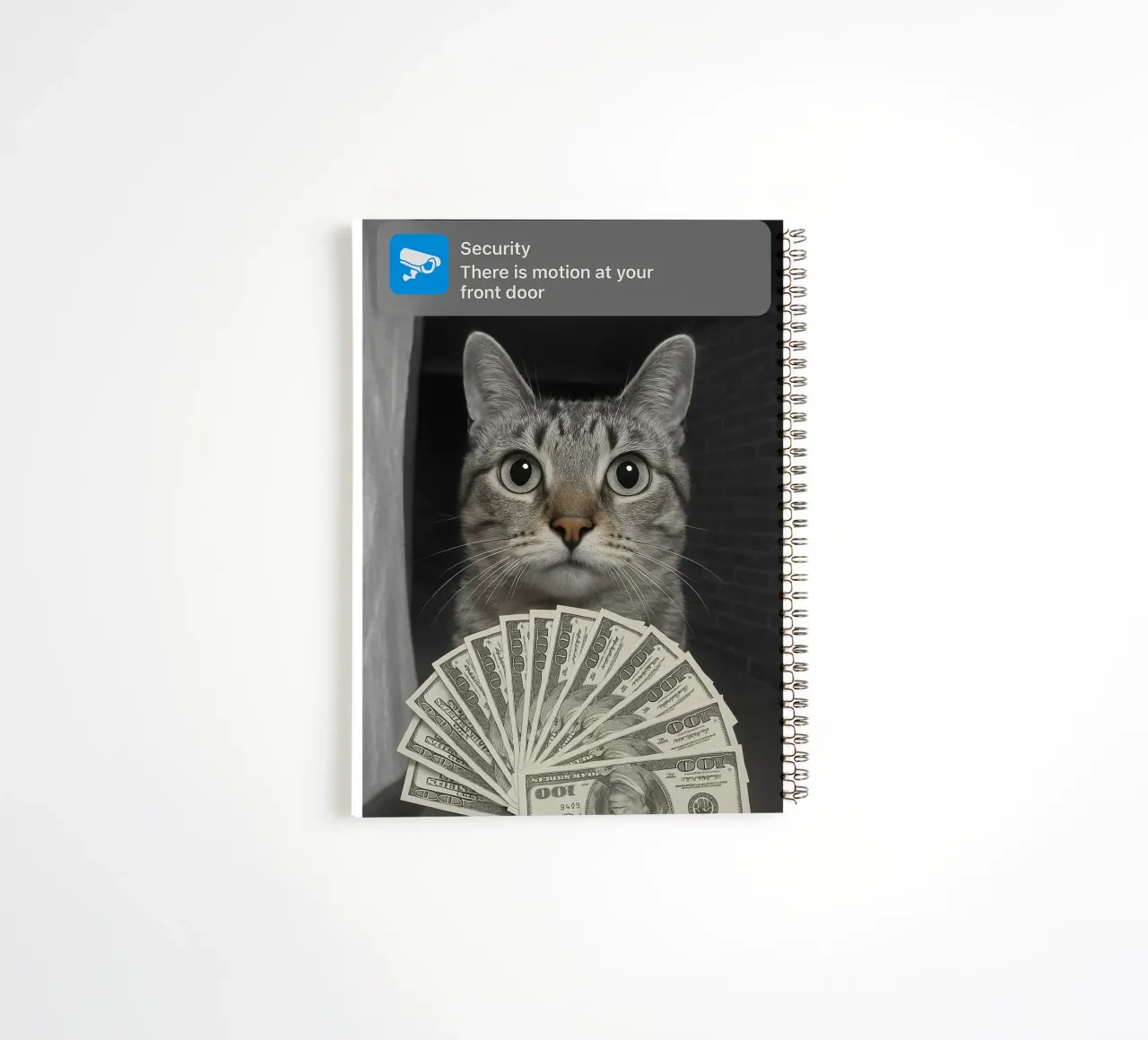 Ring Cat with Motion art design spiral notebook by the gondals