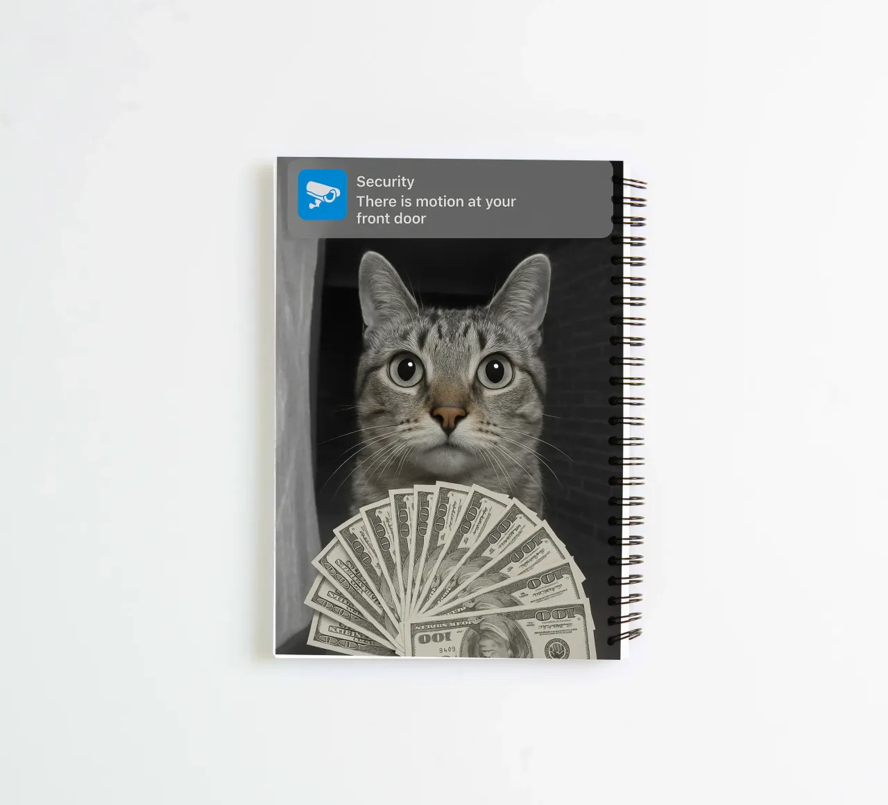 Ring Cat with Motion art design spiral notebook by the gondals