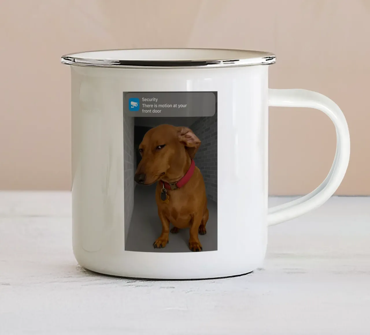 Ring Hond met Motie Grappig Kunstontwerp emaille mok van the gondals