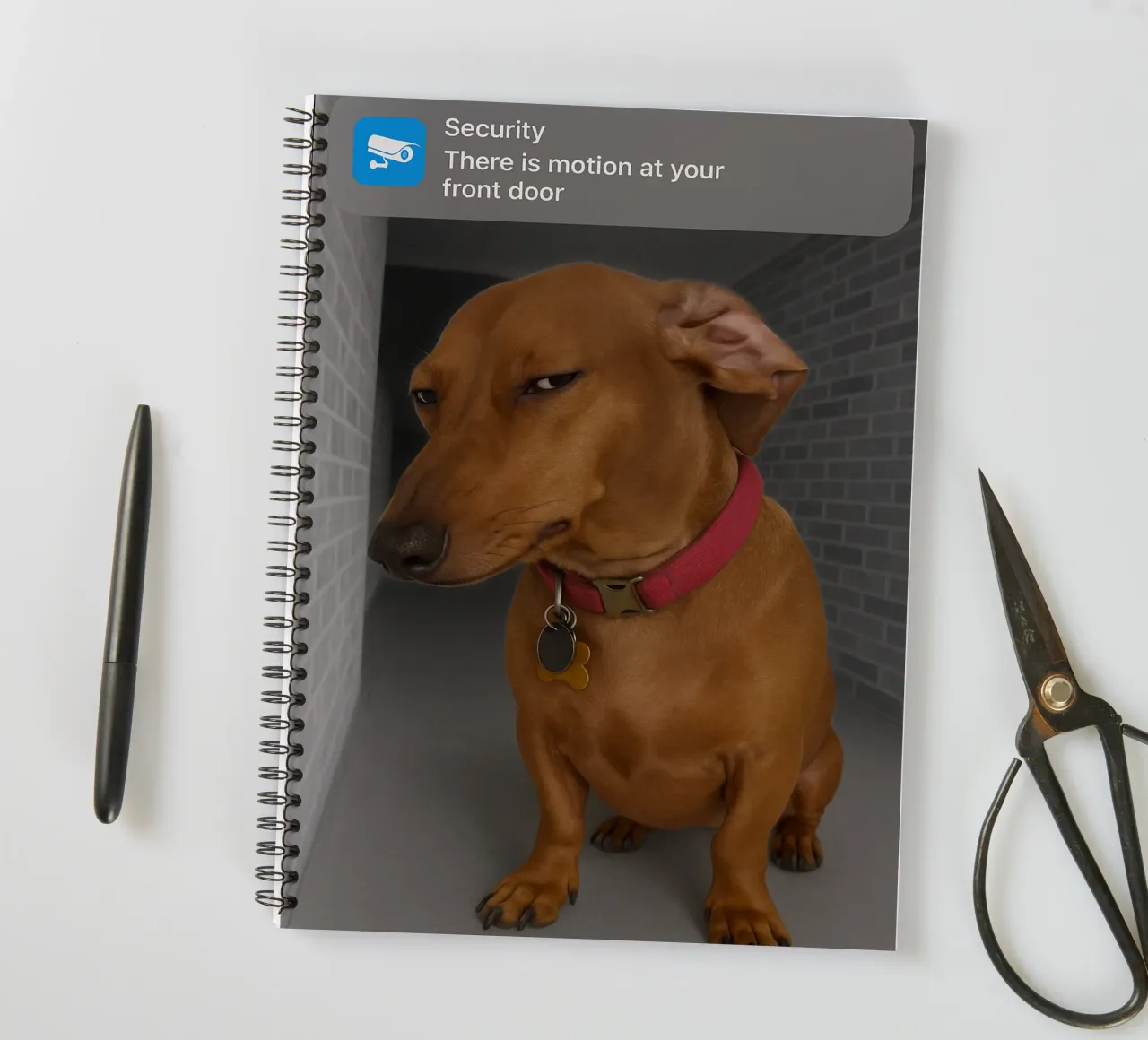 Ring Dog with Motion Funny Art Design spiral notebook by the gondals