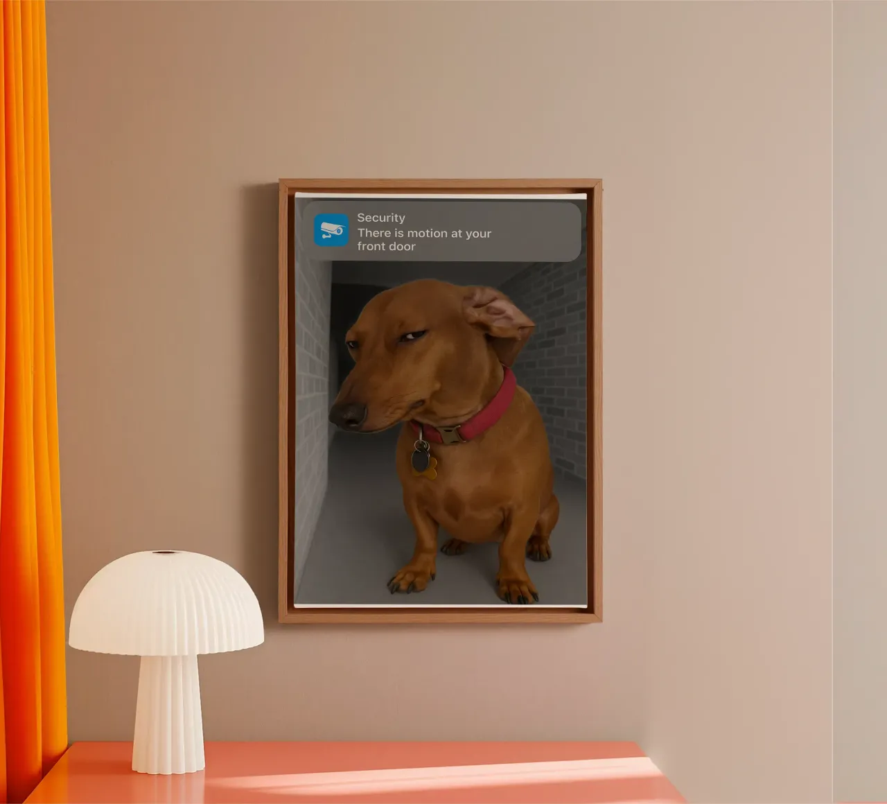 Ring Hond met Motie Grappig Kunstontwerp canvas met Baklijst van the gondals