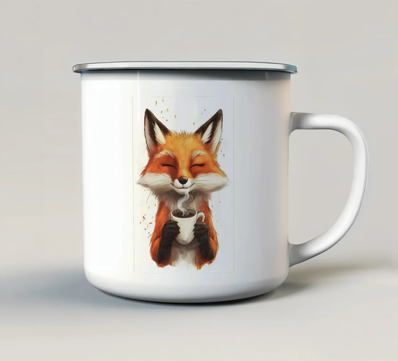 tazza da caffè con animale volpe tazza in smalto da James Isaac Jackson