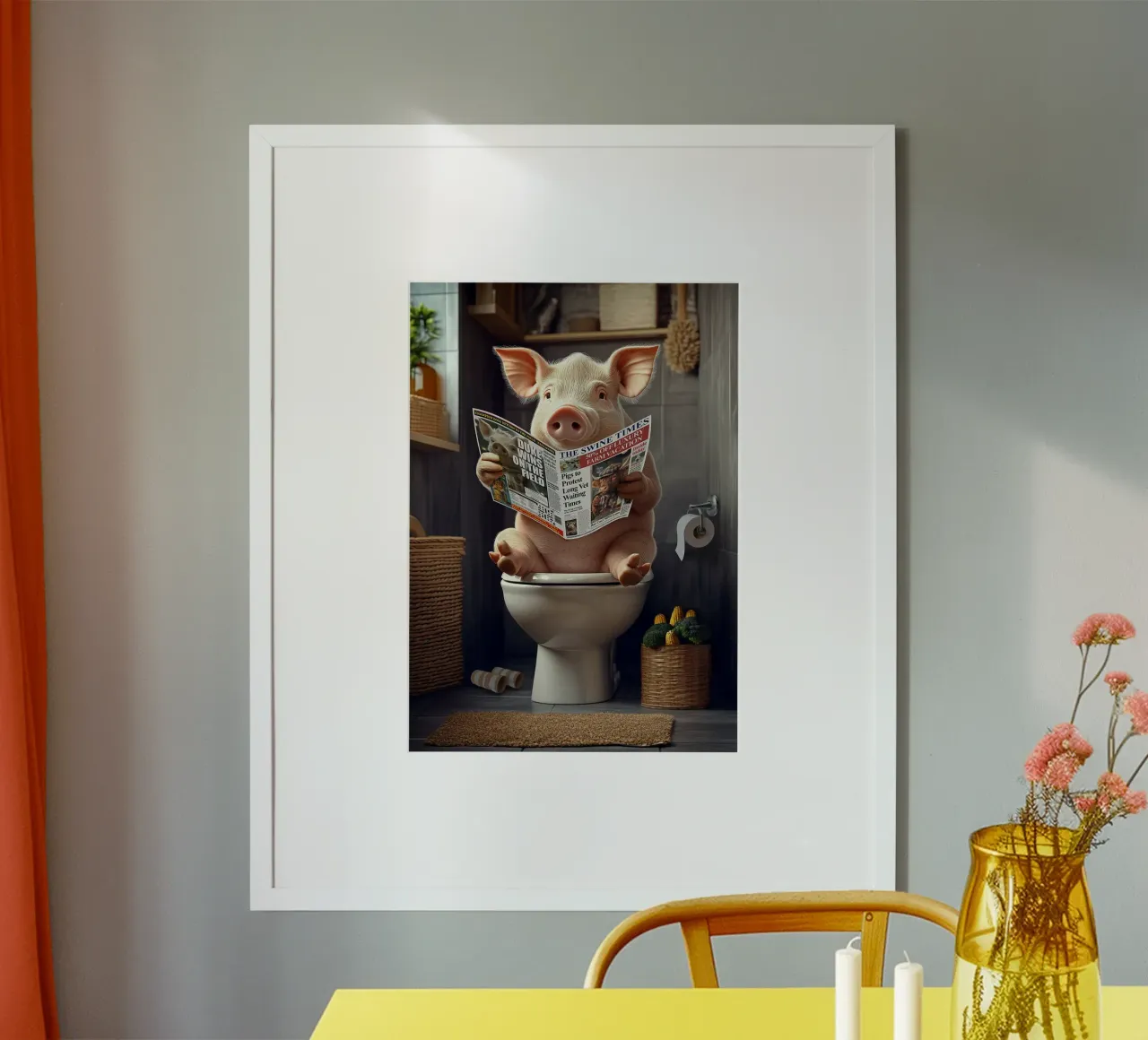 cerdo inodoro periódico baño poster de James Isaac Jackson