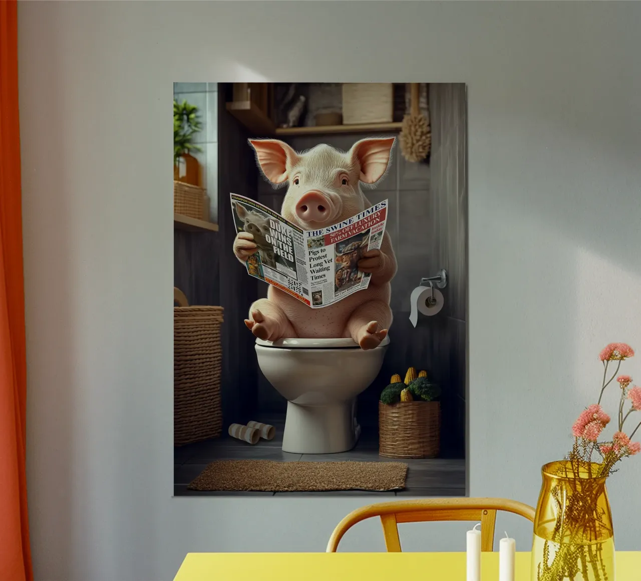 cerdo inodoro periódico baño poster de James Isaac Jackson