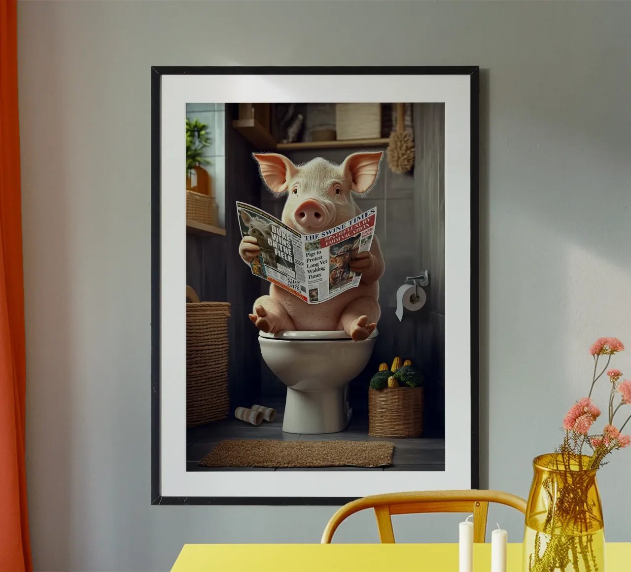 cerdo inodoro periódico baño poster de James Isaac Jackson