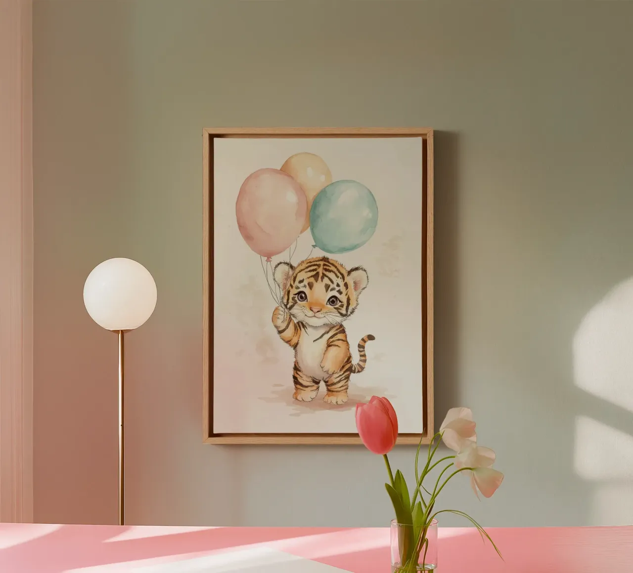 tiger cub balloons baby animal canvas by James Isaac Jackson