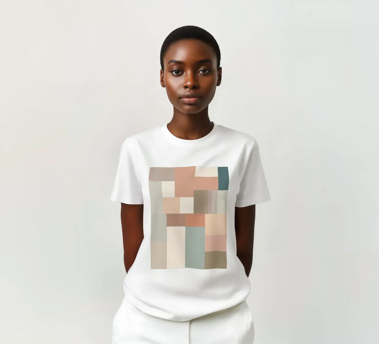 abstract geometric pattern featuring soft pastel shades t-shirt by DesignDoodle