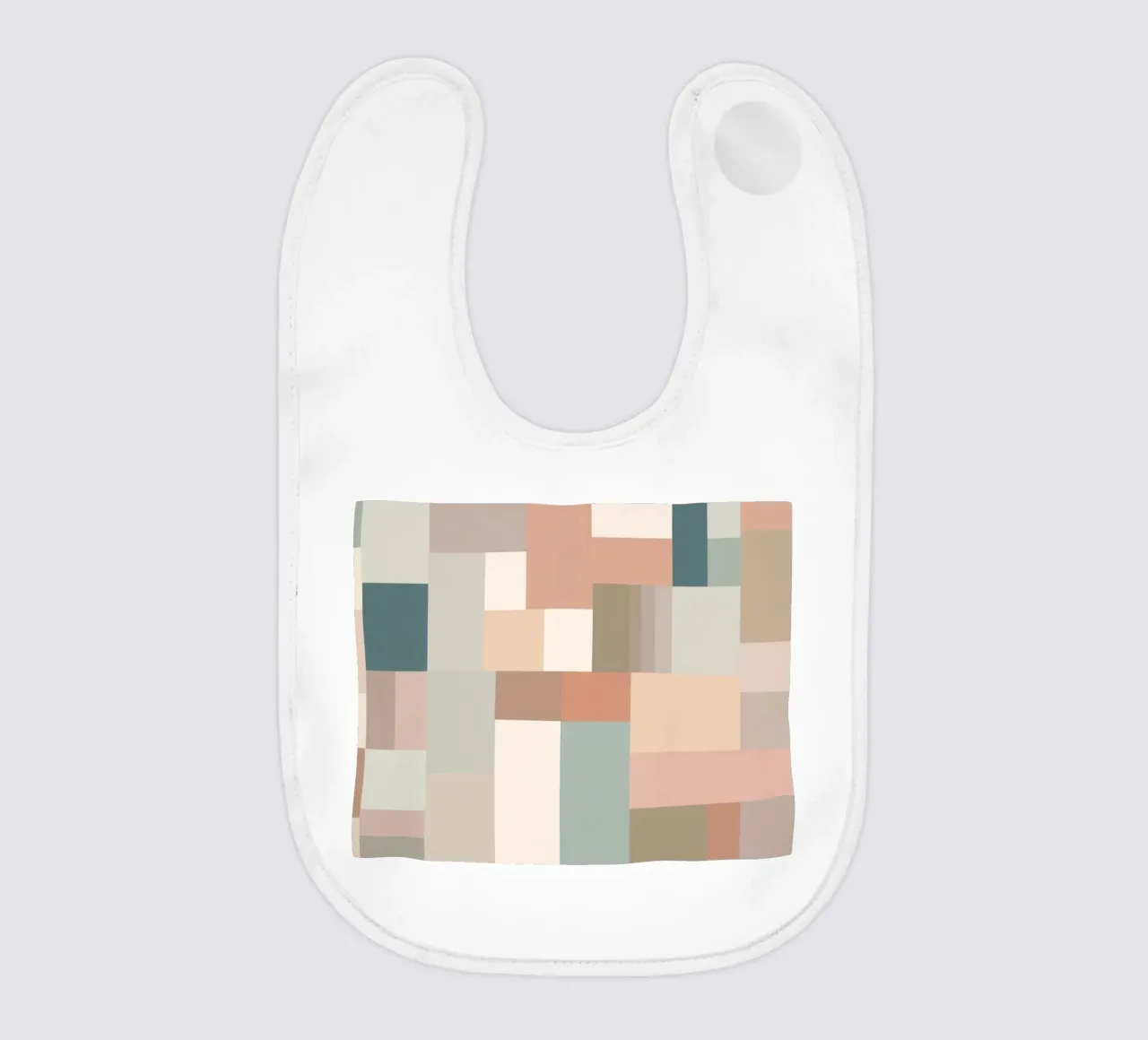 abstract geometric pattern featuring soft pastel shades baby bib by DesignDoodle